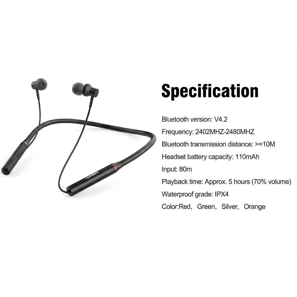 Denman DL19 Wireless Bluetooth Neckband Earphones – Sports-Ready & Waterproof