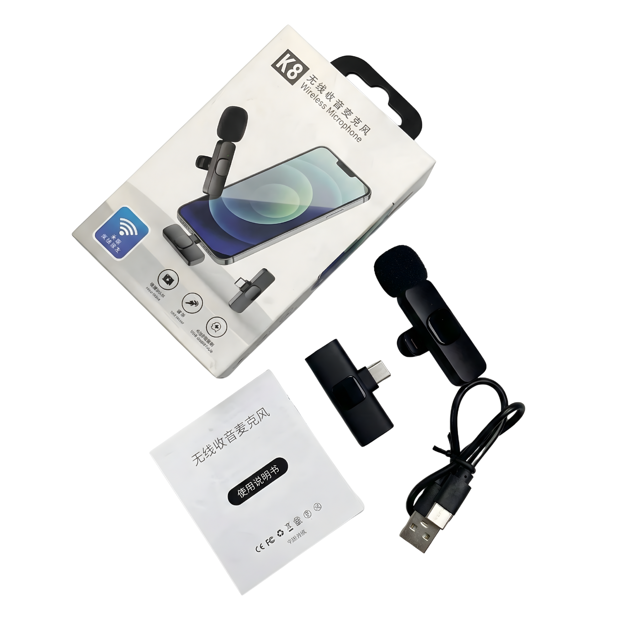 K8 Wireless Lavalier Microphone with Type-C Connector – Clear Audio Recording